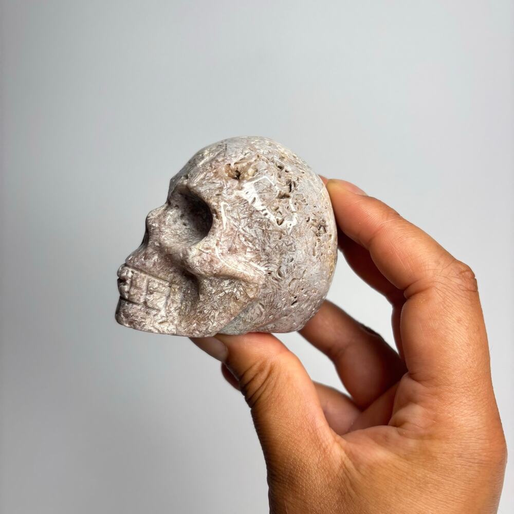 Pink Amethyst Crystal Skull Carving